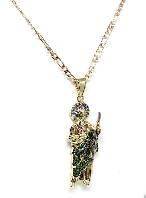 Gold Plated Saint Jude Pendant Necklace Chain San Judas Tadeo Jewelry ...