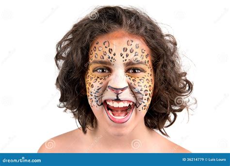 Face painting, leopard stock image. Image of colors, portrait - 36214779