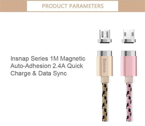 Baseus ® Insnap Series 1M Magnetic Auto-Adhesion 2.4A Quick Charge ...