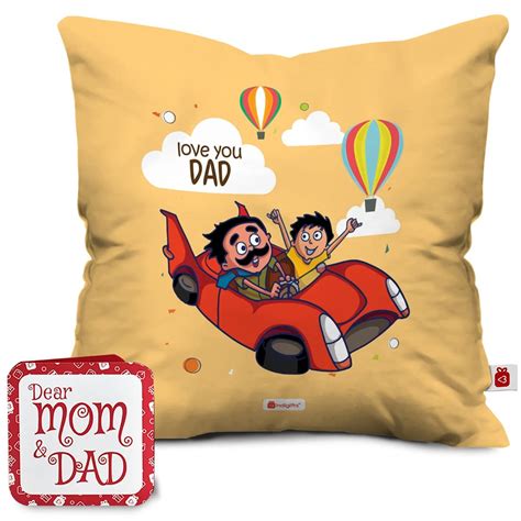 Buy Indigifts Dad Love You Dad Printed Orange Cushion Cover 12x12 ...