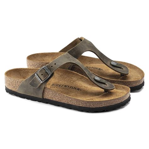 BIRKENSTOCK Gizeh Oiled Leather Sandals - Faded Khaki
