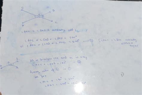 Two lines AB and CD interest at O. If angle AOC +angle COB +Angle BOD ...