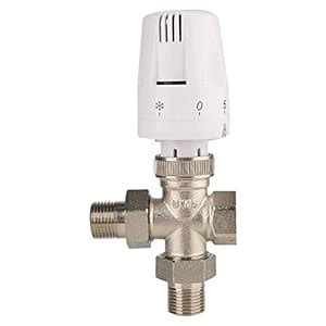 KEKEYANG 3 Way Thermostatic Radiator Valve Brass Cross Type Automatic ...