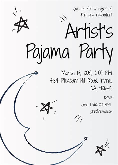 Free Handdrawn Pajama Party Invitation Template to Edit Online