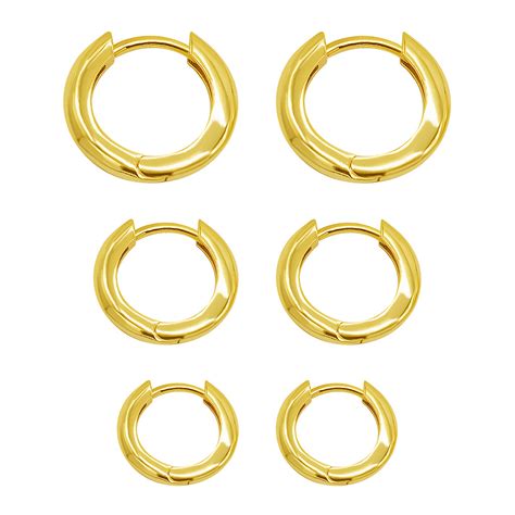 14k Gold Plated 3-Huggie Hoop Earrings Set – ADORNIA
