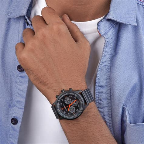Shop online Aladar All Black Metallic Strap Watch by Joker & Witch