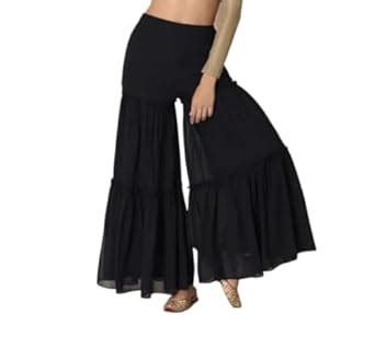 Buy NAYLA CREATION Georgette Relaxed Fit Casual Flared Black Gharara ...