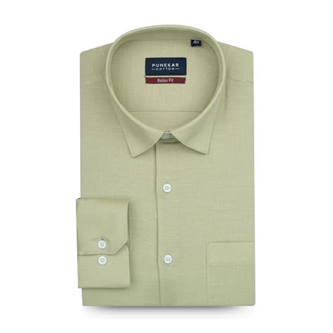 Khaki Green Color Solid Cotton Linen Shirt For Men – Punekar Cotton