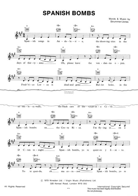 Spanish Bombs (The Clash) | Noten: Gitarre, Gesang | PDF Download