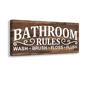 Vintage Bath Canvas Wall Art | Rustic Bathroom Rules Prints Signs ...