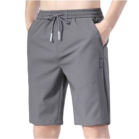 Lorytime Mens Stretch Shorts Pull on Summer Elastic Waist Straight Leg ...