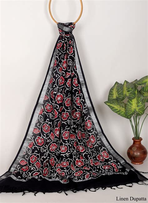 Linen Cotton Hand Block Dupatta 2.5 Meter - TSPLCGB29 – The Street Pal