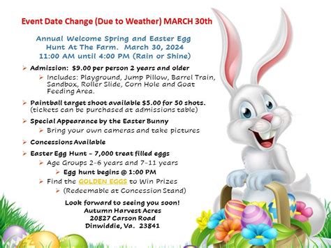 Easter Egg Hunt at the Farm 2024 - Date Change, Autumn Harvest Acres ...