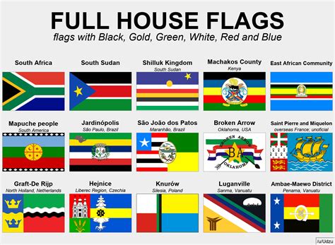 Black, Gold, Green, White, Red and Blue flags : vexillology