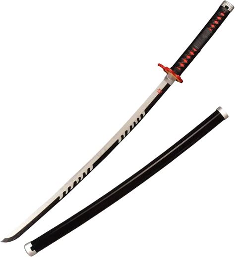 Demon Slayer: Tanjiro Flame Black Wooden Katana 42cm with Stand – The ...
