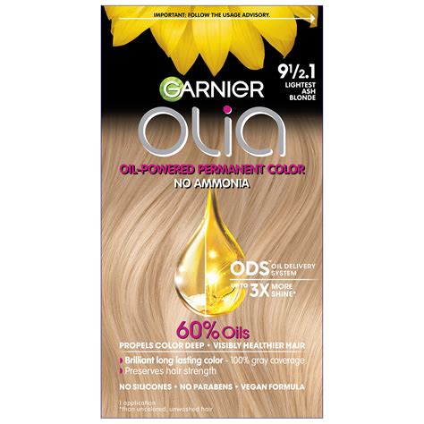 Garnier Olia Oil Powered Permanent Hair Color, 9 1/2.1 Lightest Ash ...