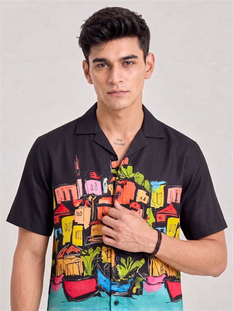 Volt Cuba — Digital Printed Cotton Cambric Cuban Collar Shirt | Jaipur ...