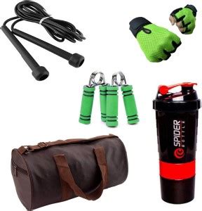 Rocket Sales Combo Of Leatherite (Brown) Gym Bag, Gloves (Green ...