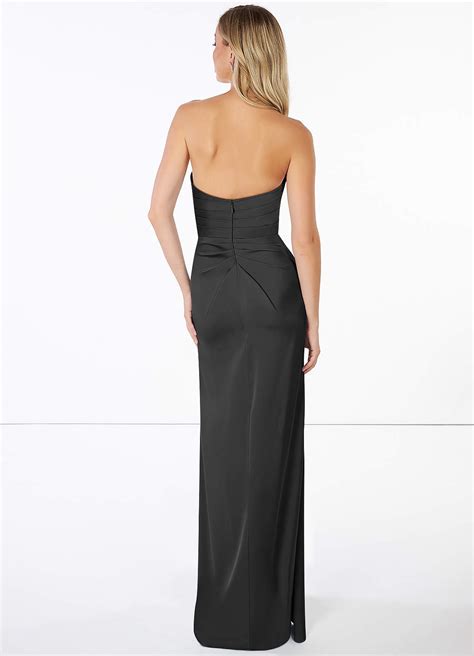 Black Azazie Lexie Stretch Satin Dress Bridesmaid Dresses | Azazie