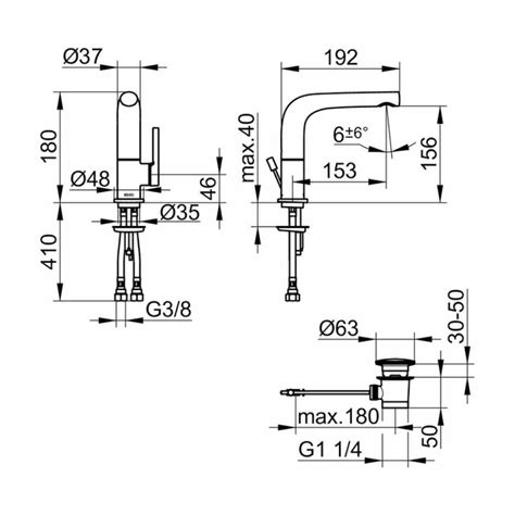 Single lever mixer with 1 hole Modern Design in brass