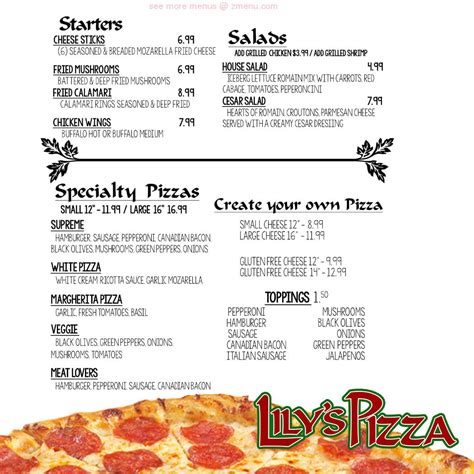 Online Menu of Lilys Pizza Restaurant, San Angelo, Texas, 76904 - Zmenu