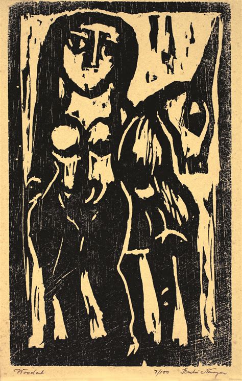 Badri Narayan Two - Dimensional Woodcut (Woman with goat) | Prinseps
