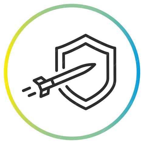 Premium Vector | Air defense icon shield and ballistic missile thin ...