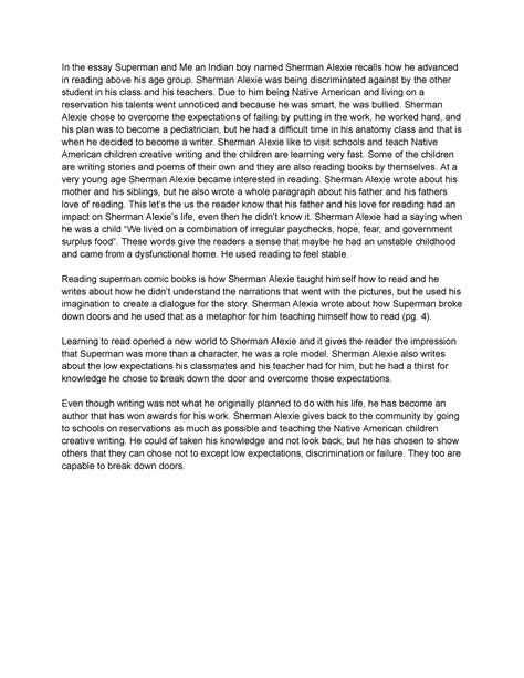 Superman and Me - Sherman Alexie was being discriminated against by the ...