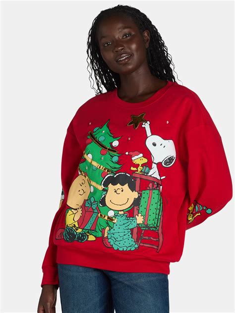 Peanuts Women's Snoopy Holiday Light Up Sweatshirt - Cozy Winter ...