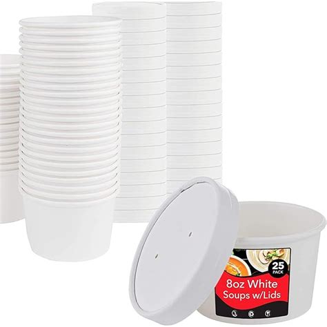 Buy 25 x White Disposable Soup Ice Cream Container [25 Pack, 12oz ...