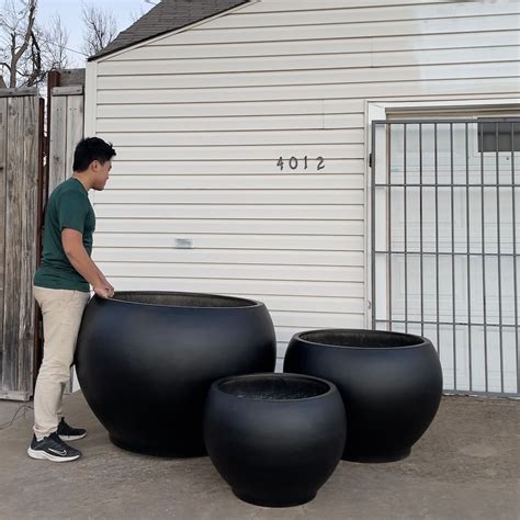 XXL Matte Black Fiberglass Planter: 31-43 Inch Round Garden Pot - Etsy ...