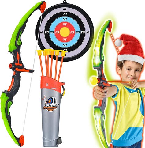 Archery Play Set with Luminous Bow, Toy Set with LED Light, Target and ...
