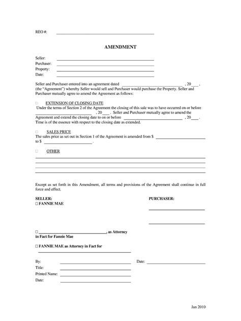2010-2026 Form Fannie Mae Contract Amendment - Blank Fillable Template ...