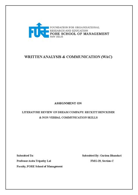 281078 Garima Bhandari WAC Literature Review - WRITTEN ANALYSIS ...