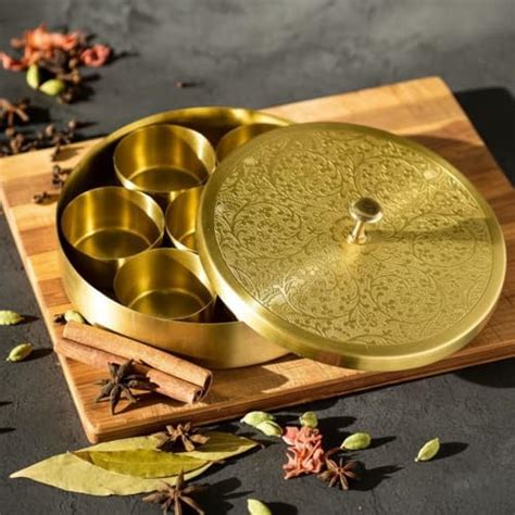 Buy SK Handicraft Brass Masala Dabba with Lid | Traditional Indian ...