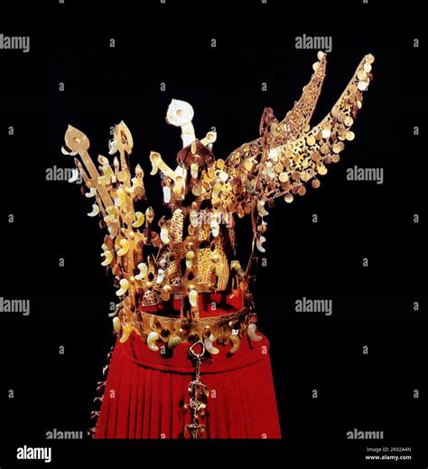 The Gold Crown from Geumgwanchong, the largest golden crown discovered in Korea. The Gold Crown ...