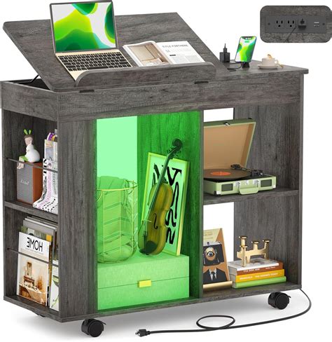 Amazon.com: Cyclysio Adjustable End Table, 34'' Side Table with Power ...