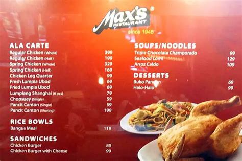 Max Restaurant Menu 的图像结果