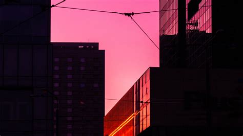 Wallpaper building, city, sunset, silhouette hd, picture, image