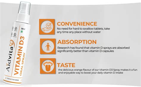 Aidvita Vitamin D3 Oral Spray | 100% Vegetarian | Sugar and Gluten Free ...