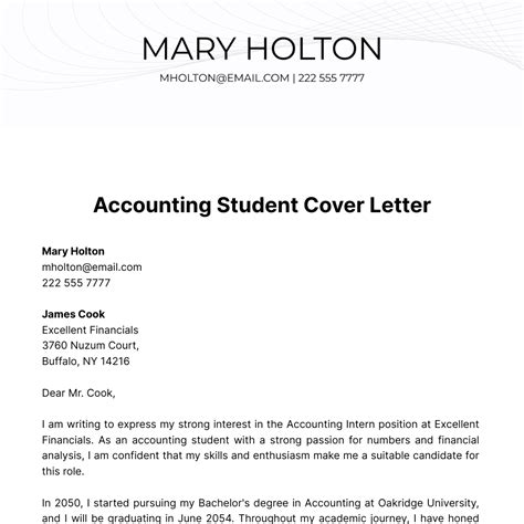 Accounting Student Cover Letter Template - Edit Online & Download ...