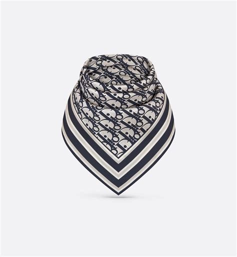 Dior Oblique Bandana Navy Blue and White Silk | DIOR