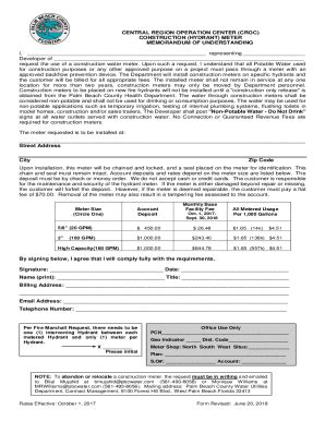 Fillable Online Request for Construction Meter Fax Email Print - pdfFiller