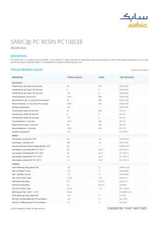 PolyCarbonate - PC1003R Sabic Polycarbonate Resin 10 Mfi Trader ...