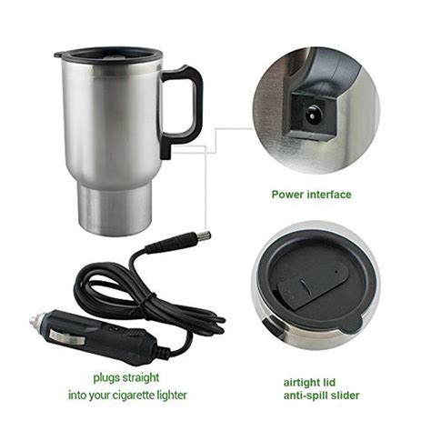 12V Car Charging Electric Kettle Mug (Silver) — DeoDap