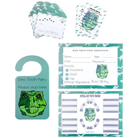 Buy Tooth Fairy Letter Kit – Dinosaur Theme Tooth Fairy Certificate and ...
