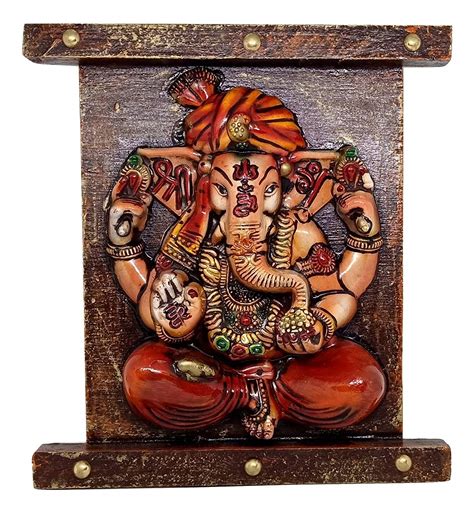 Ethnic Karigari Wood Religious Wall Hanging Painting, Multicolour, 30 ...