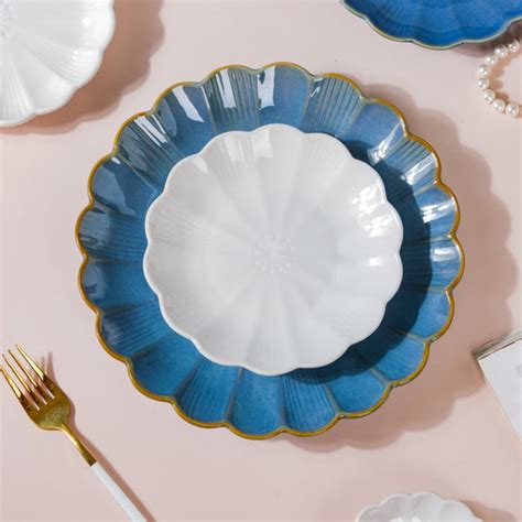 Ocean Blue and White 28 Piece Dinner Set For 6