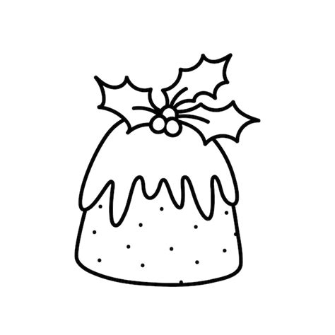 Pudding de Noël traditionnel avec baie de houx isolé sur illustration ...