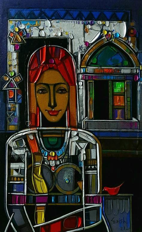 "Anamica": Blue Violet Acrylic Painting by Girish Adannavar | ArtZolo.com